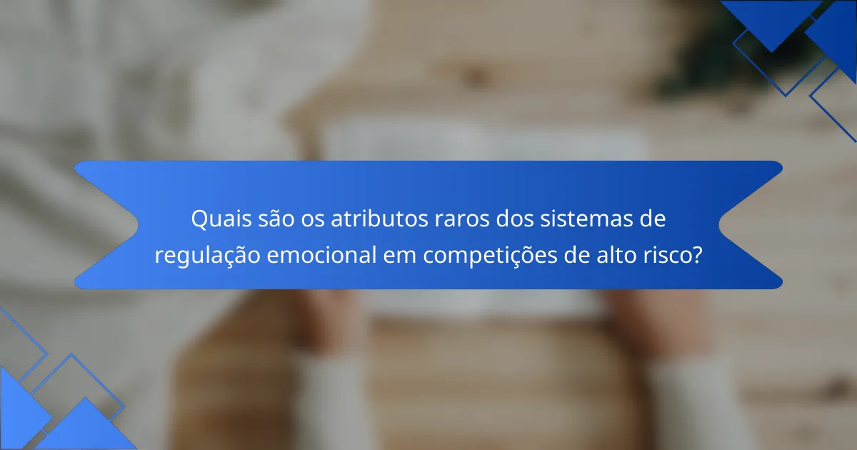 Quais são os atributos raros dos sistemas de regulação emocional em competições de alto risco?