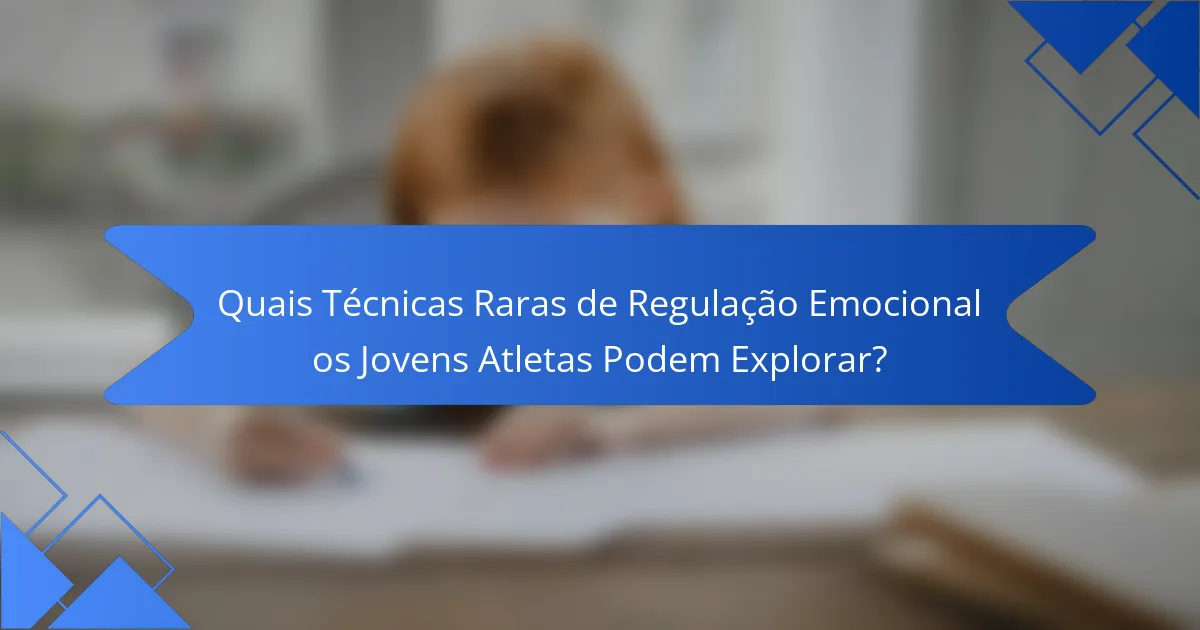 Quais Técnicas Raras de Regulação Emocional os Jovens Atletas Podem Explorar?